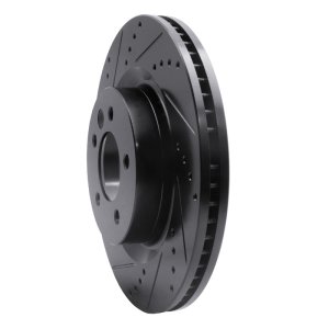 Land Rover LR3 Brake Rotor (1) - Front Left - R1 Concepts - Drilled & Slotted - Black - `05-`09